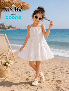 00037 فستان بناتي ابيض حماله