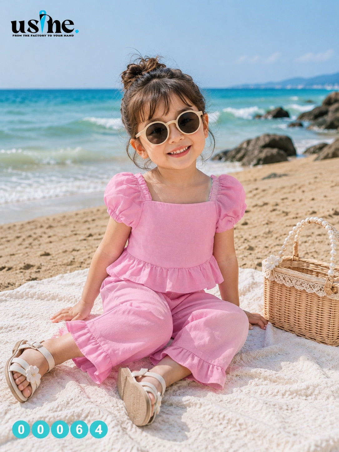 00064 Girls off-shoulder suit