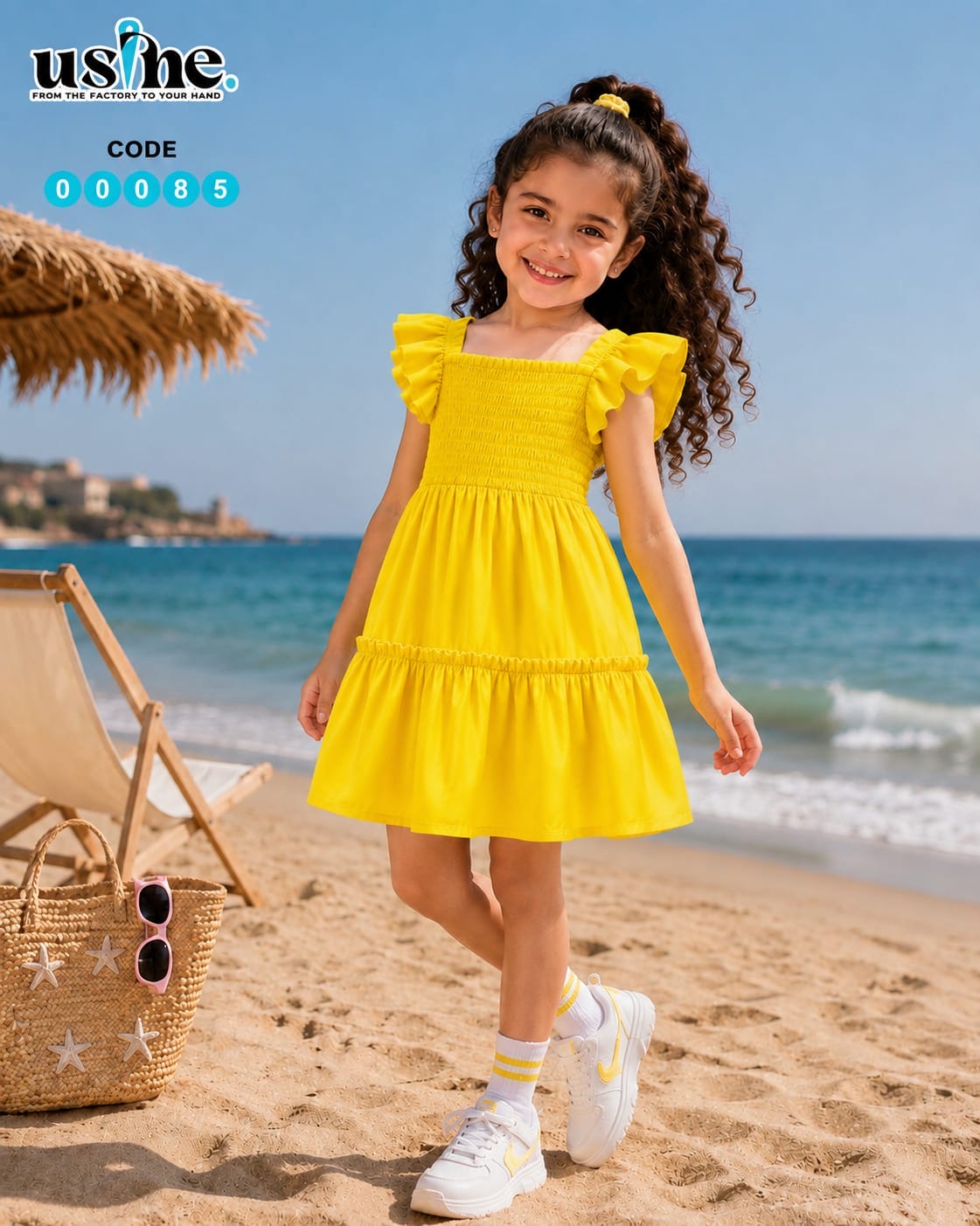 00085 فستان بناتي ساده ب استك