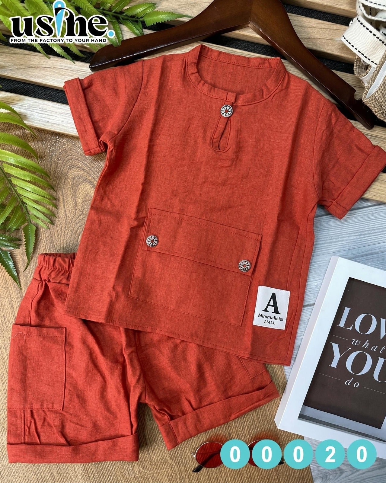 00020 boys' two-piece suit with pockets and buttons