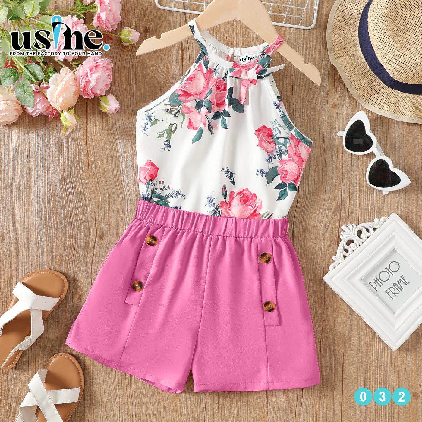 032 Girls' Floral Shirt - Code