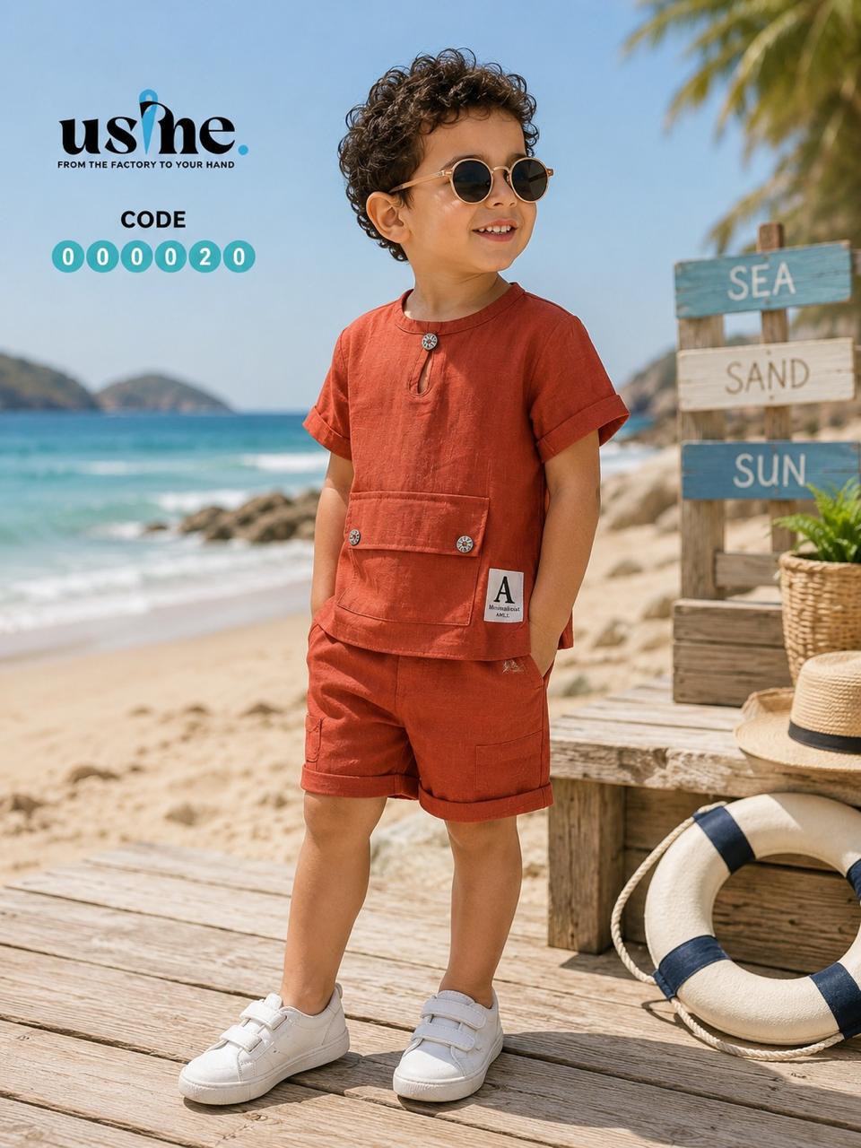 00020 boys' two-piece suit with pockets and buttons