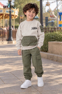 Boys’ Two-Piece Winter Sweatshirt & Cargo Pants Set - 000121