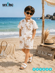 00048 Made a shirt and shorts for my kids with a palm tree design