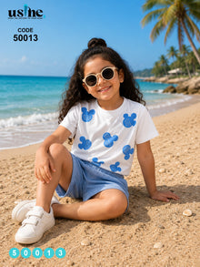 50013 Girls' Set T-Shirt and Mickey Mouse Shorts Light Blue
