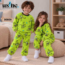00600 Boys' & Girls' 2-Piece Polar Fleece Warm Set – "Corti the Boogeyman" Print – Lemon Yellow