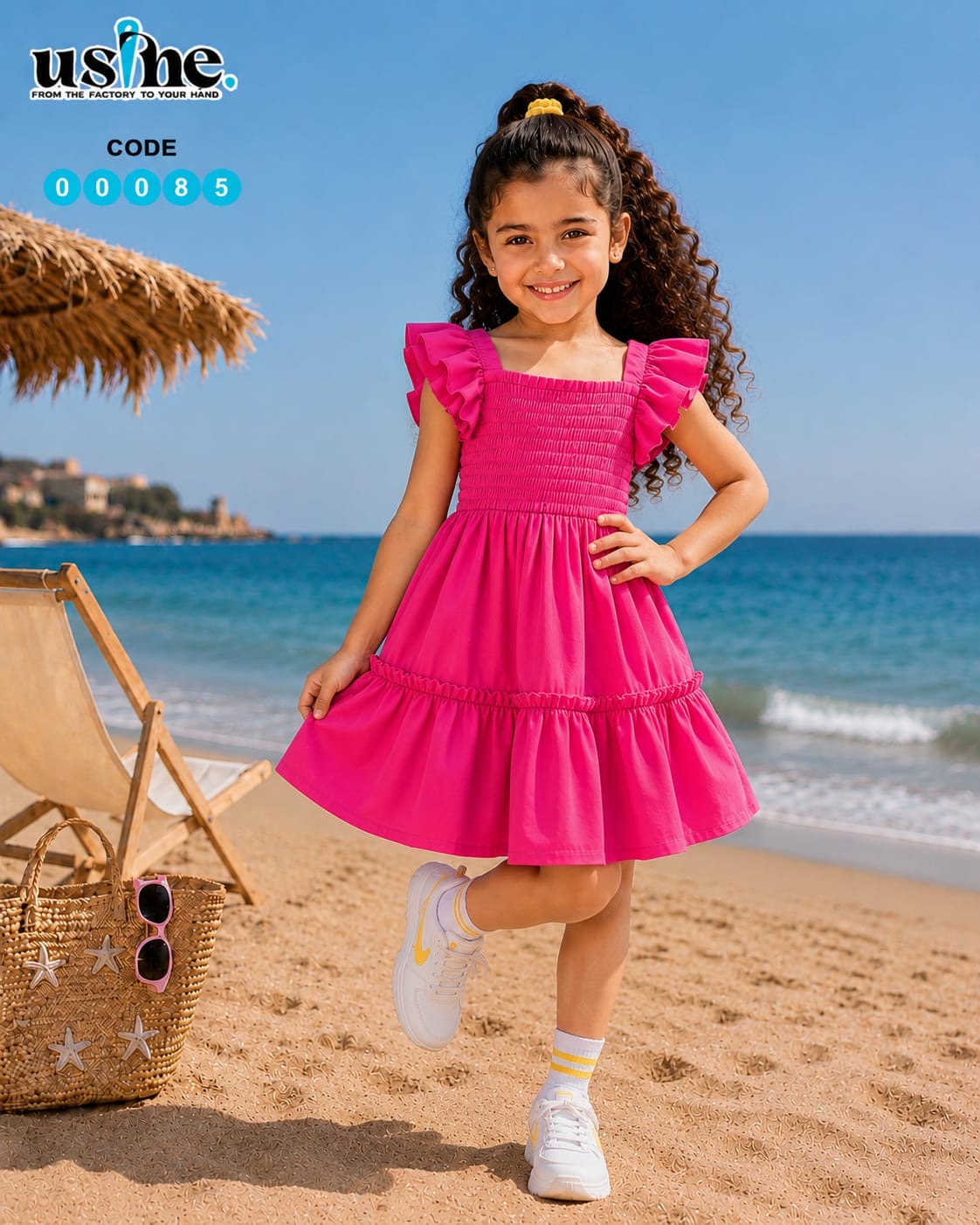 00085 فستان بناتي ساده ب استك