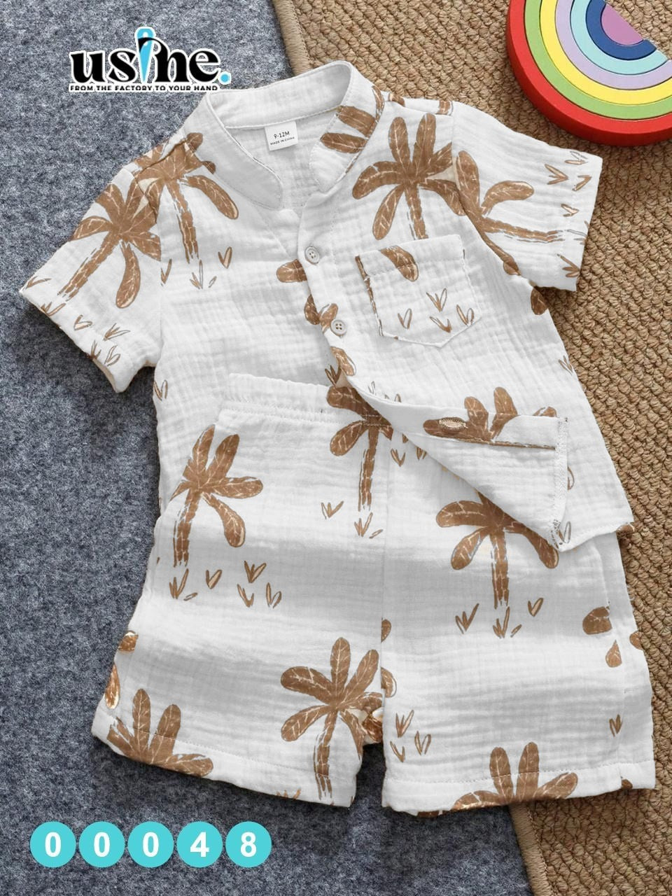 00048 Made a shirt and shorts for my kids with a palm tree design
