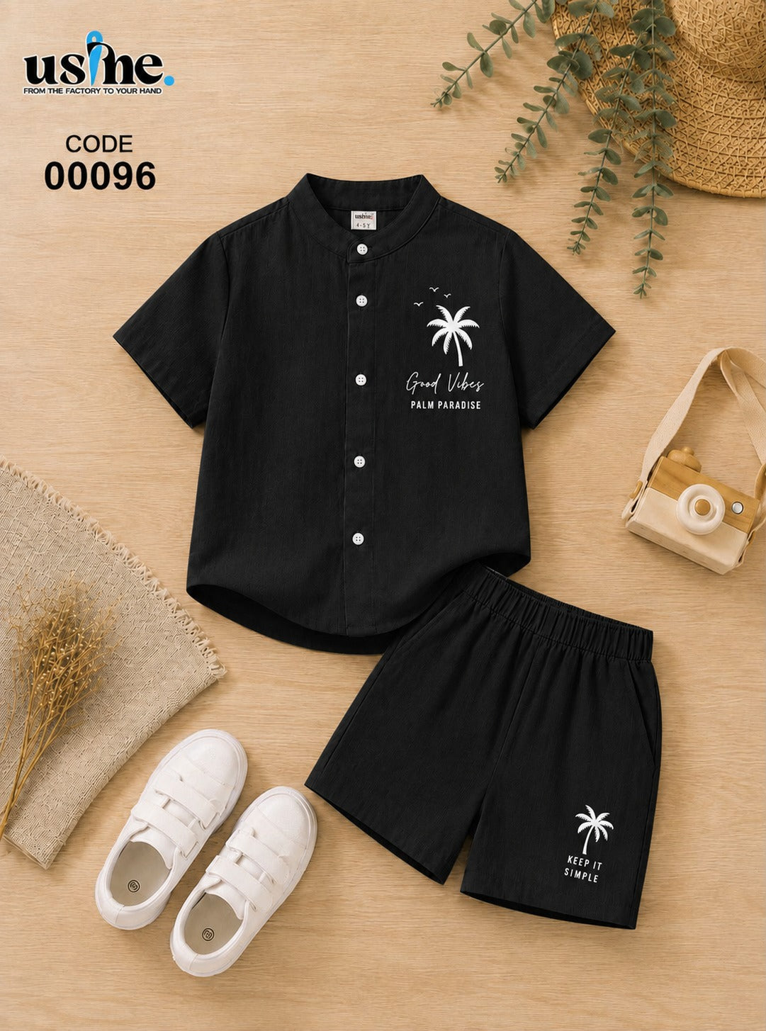 00096 طقم ولادي قميص وشورت PALM PARADISE