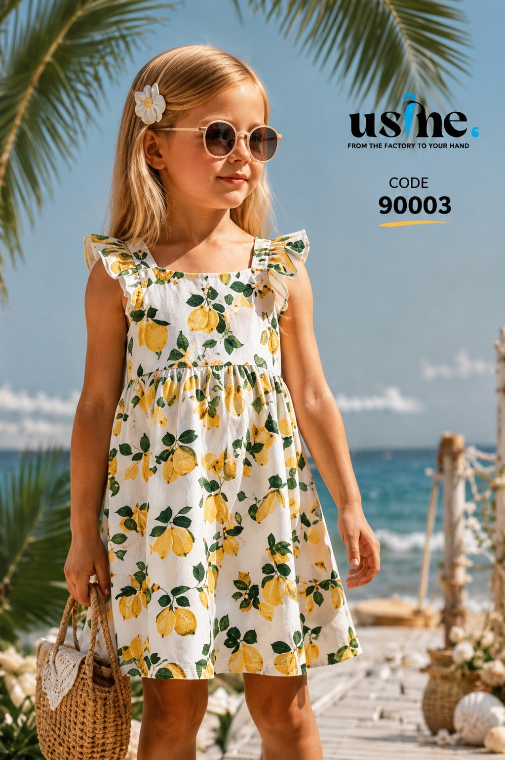 90003 فستان بناتي ليموني