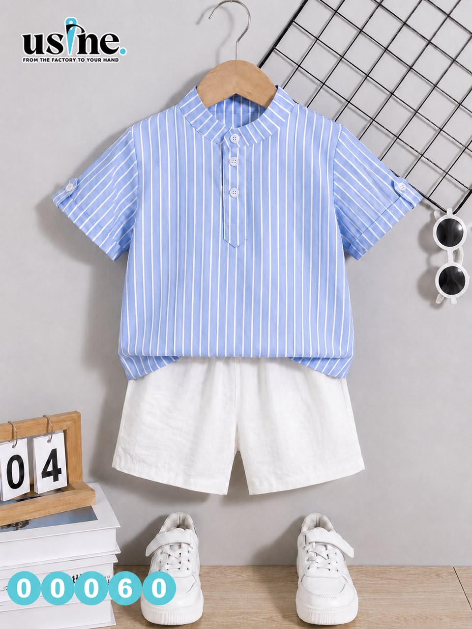 00060 Striped shirt and shorts