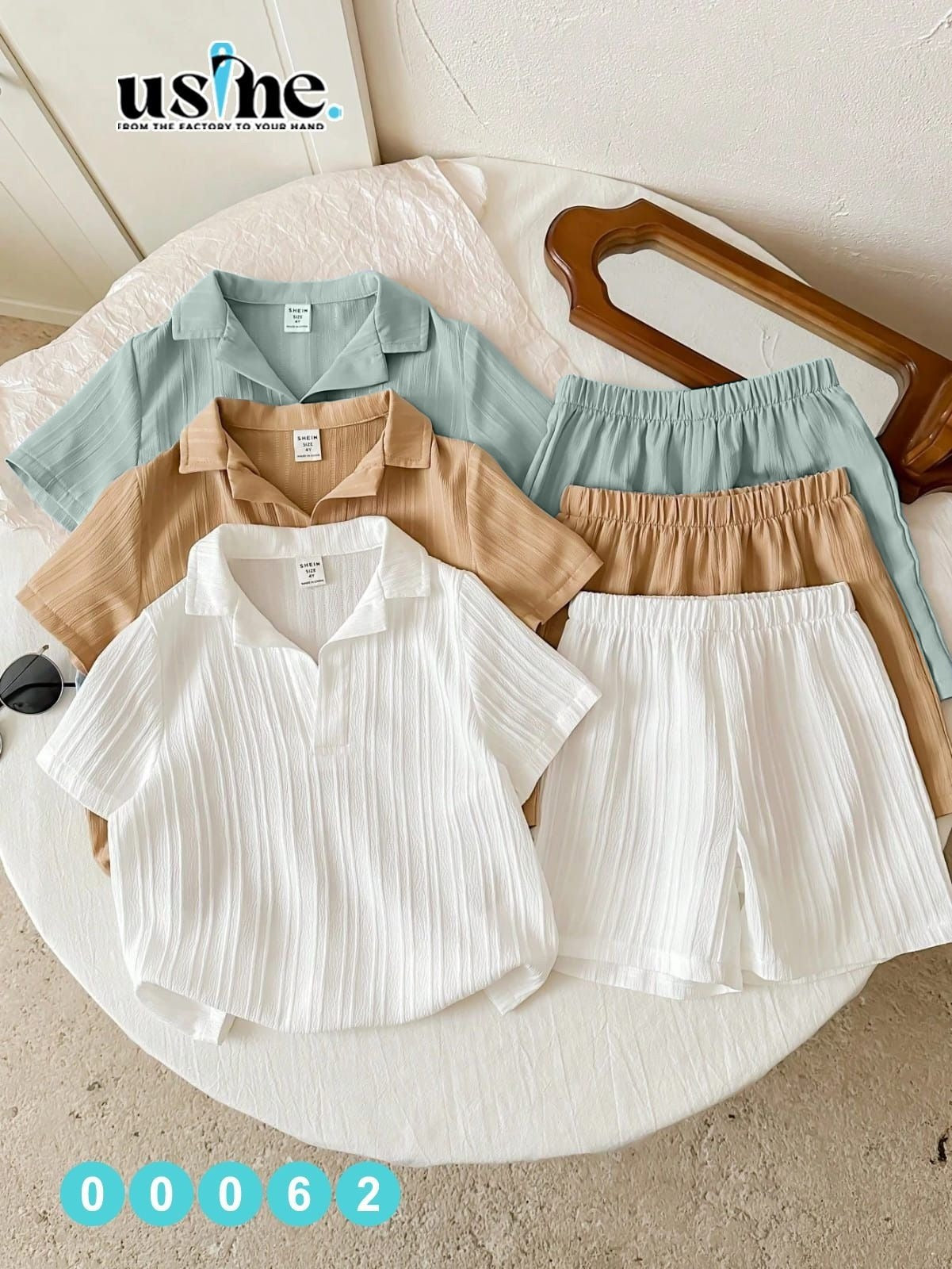 00062 She made her children a T-shirt and shorts