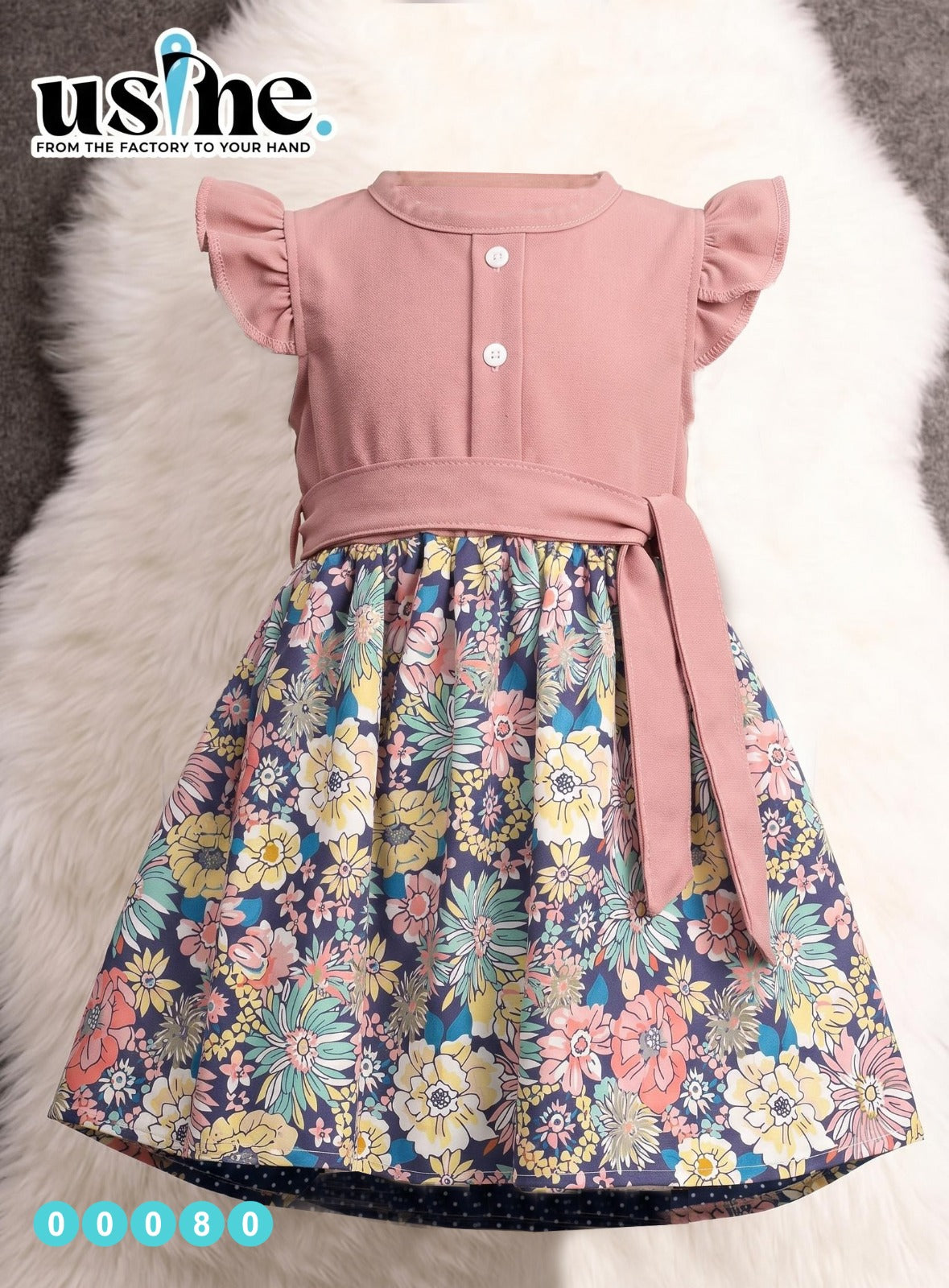 00080 Girls' patterned cashmere dress