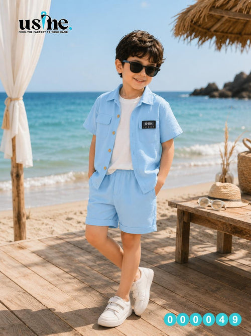 00049 boys' suit 3 pieces baby blue