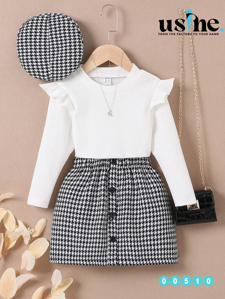 00510 Kids' set: plaid skirt and blouse
