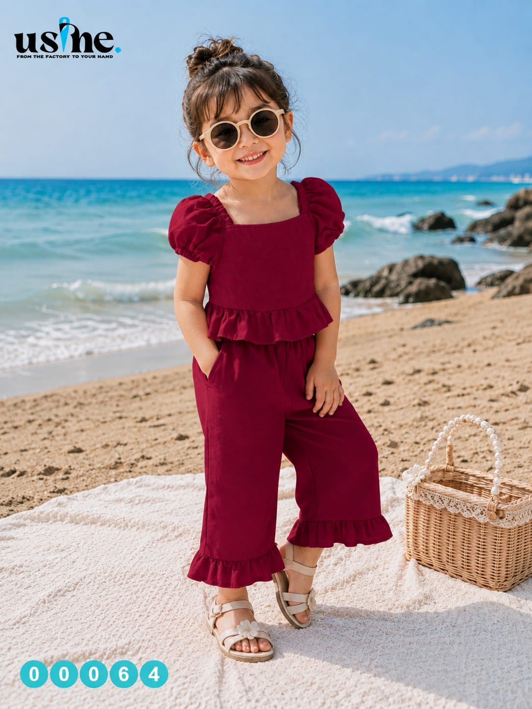 00064 Girls off-shoulder suit