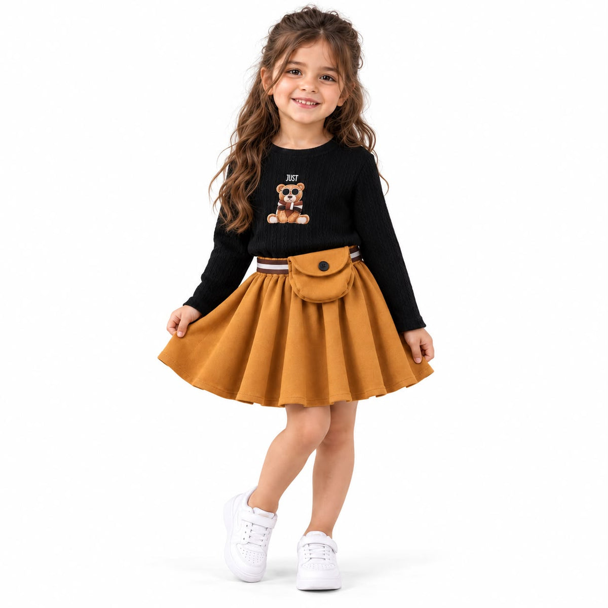 00384 Teddy bear t-shirt and Havana skirt