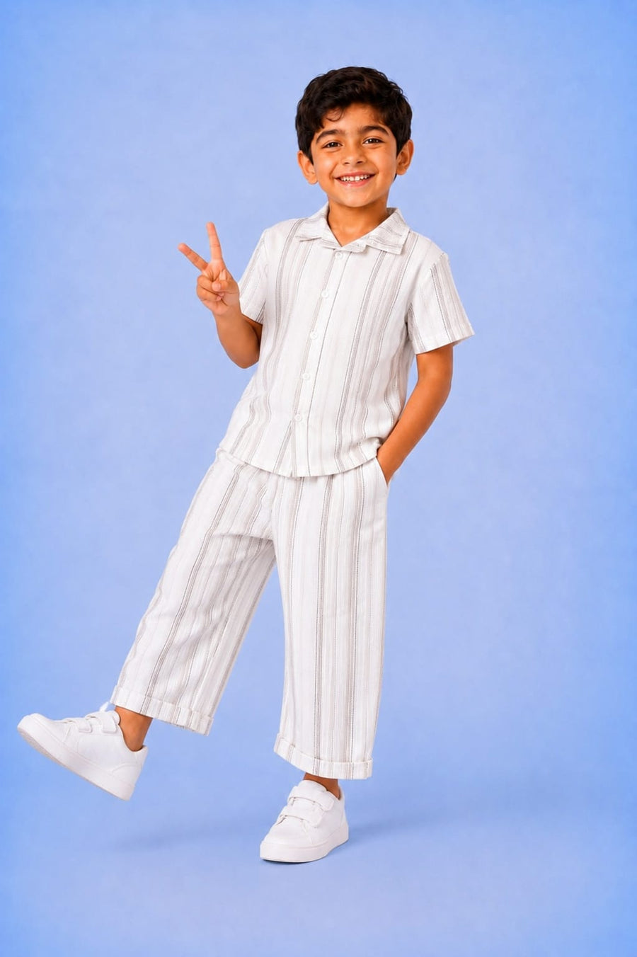 00045 My children had a striped shirt and pants made.