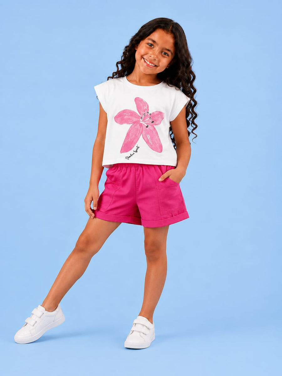 50003 Girls' t-shirt and shorts set, fuchsia rose