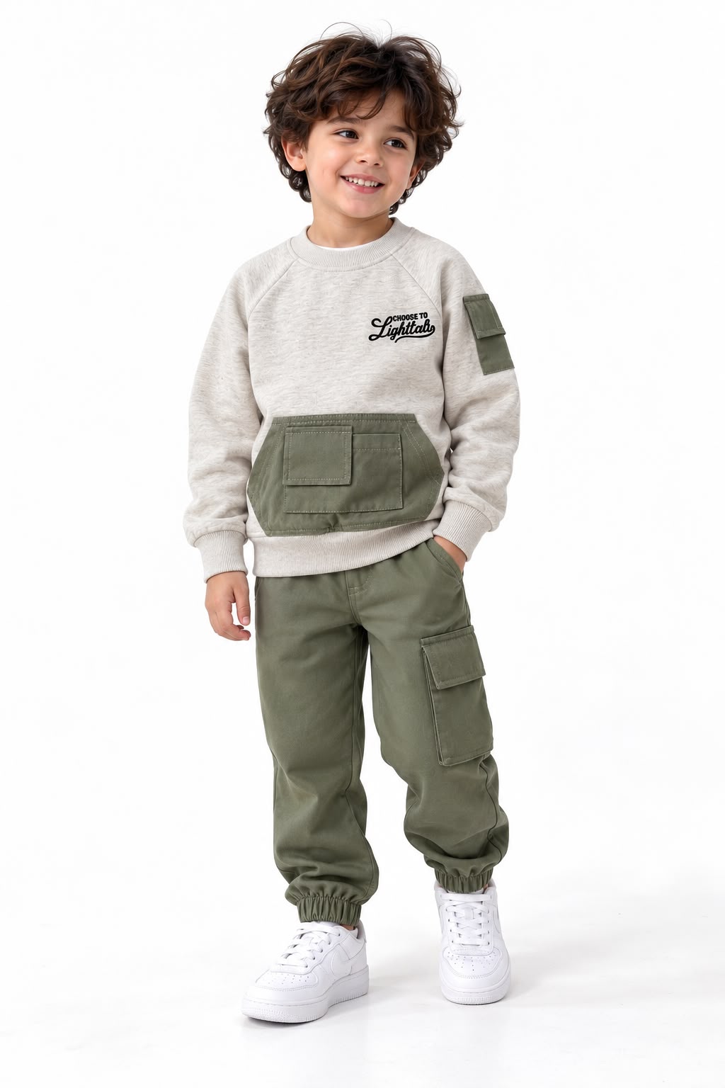 Boys’ Two-Piece Winter Sweatshirt & Cargo Pants Set - 000121