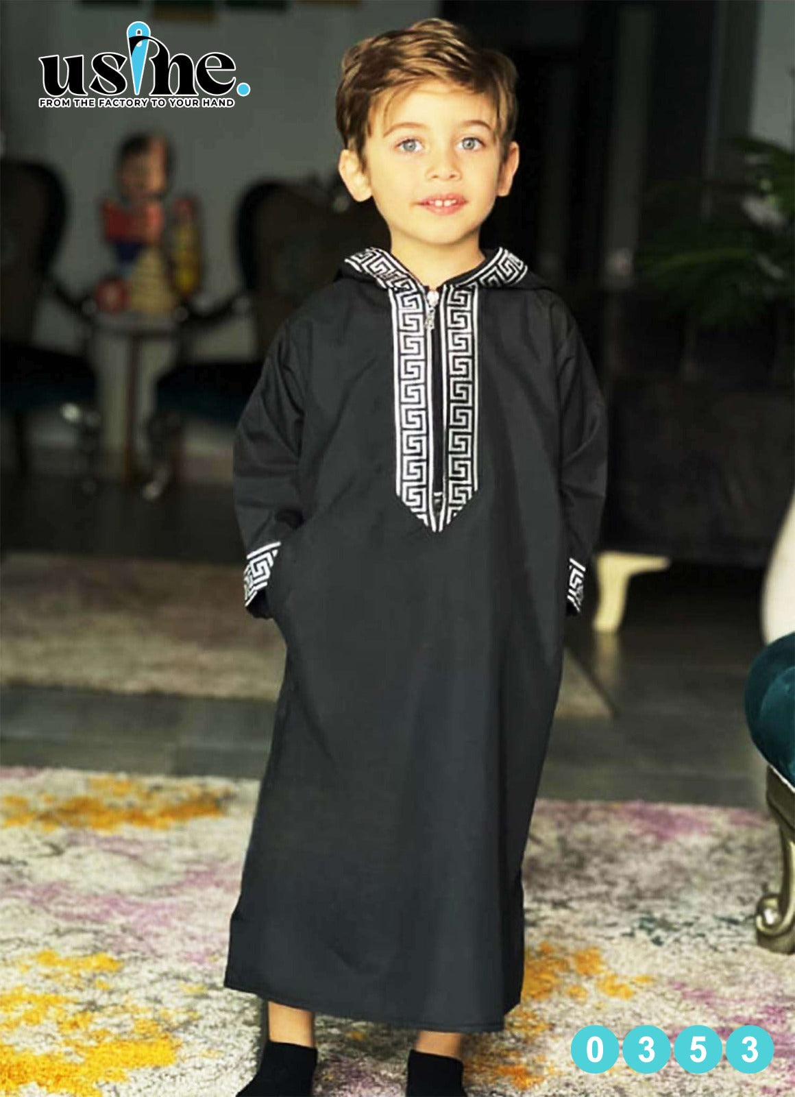 0353 Kids Abaya Black