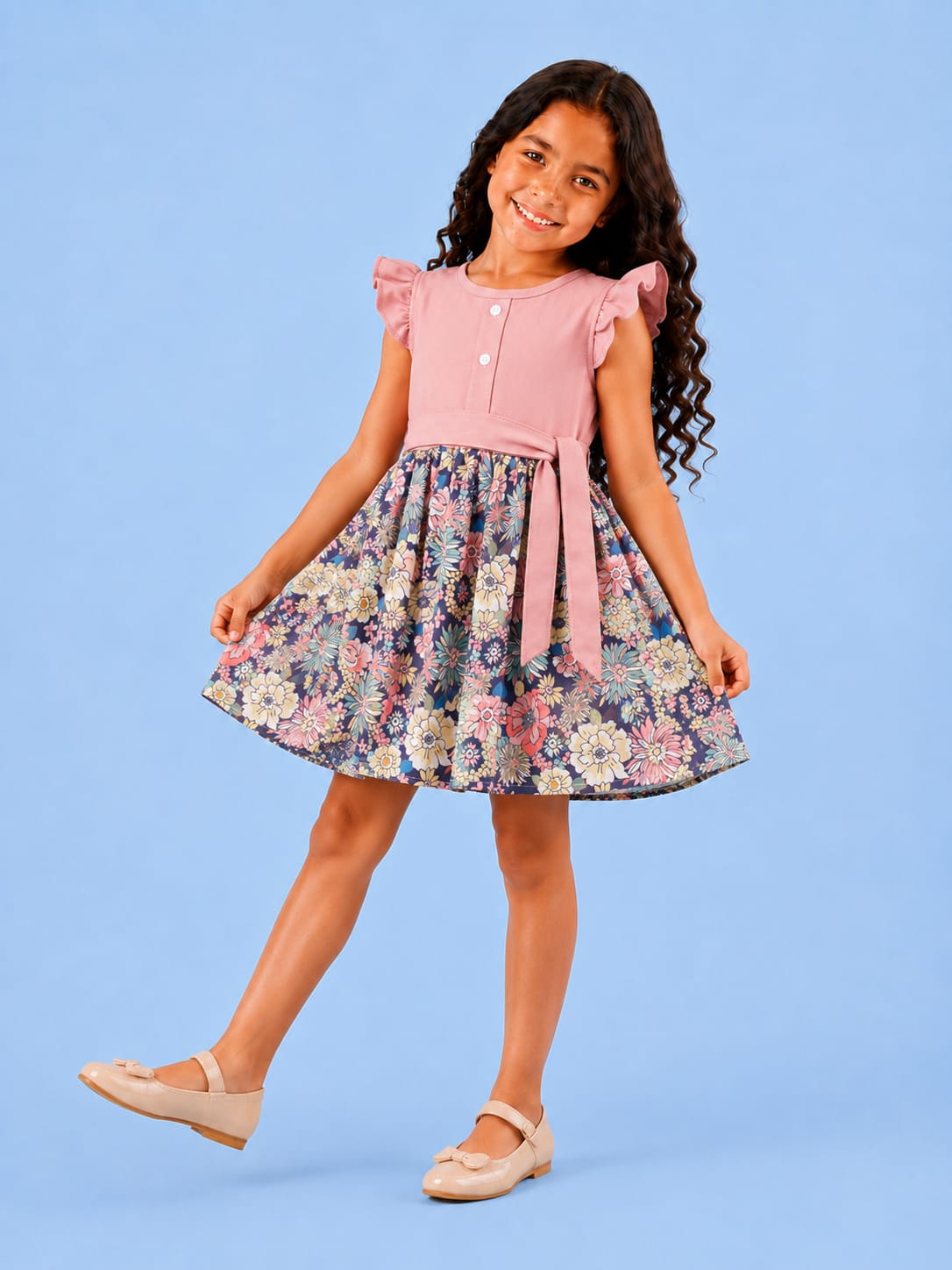 00080 Girls' patterned cashmere dress