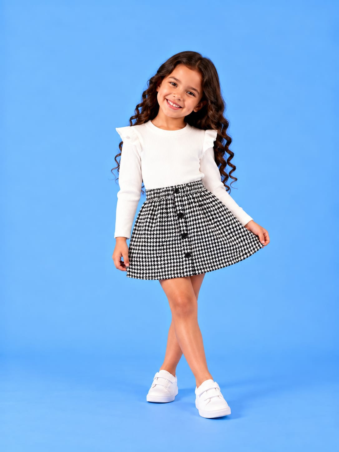 00510 Kids' set: plaid skirt and blouse