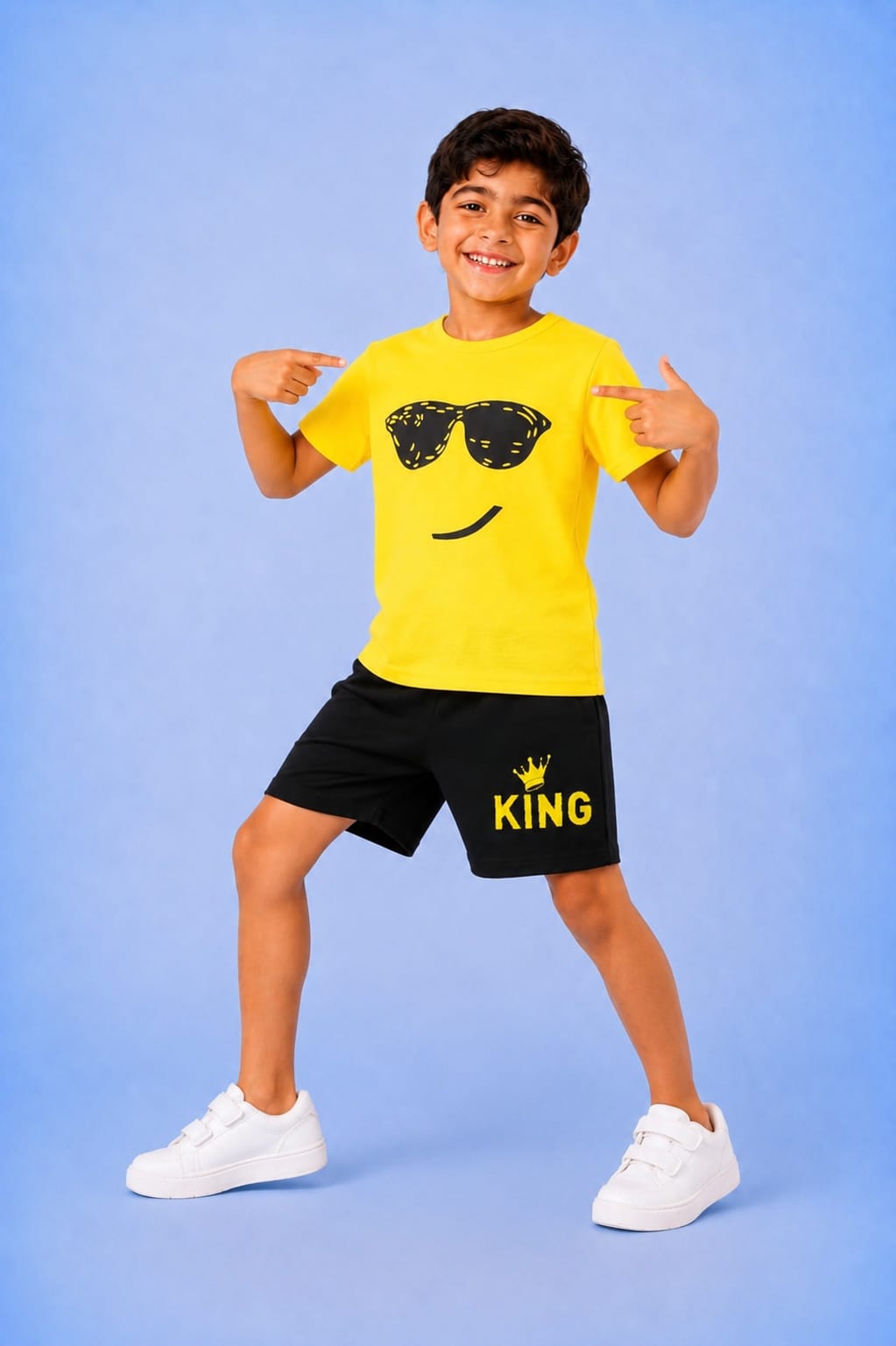 00067 Kids' Summer T-shirt and Shorts Set with Glasses