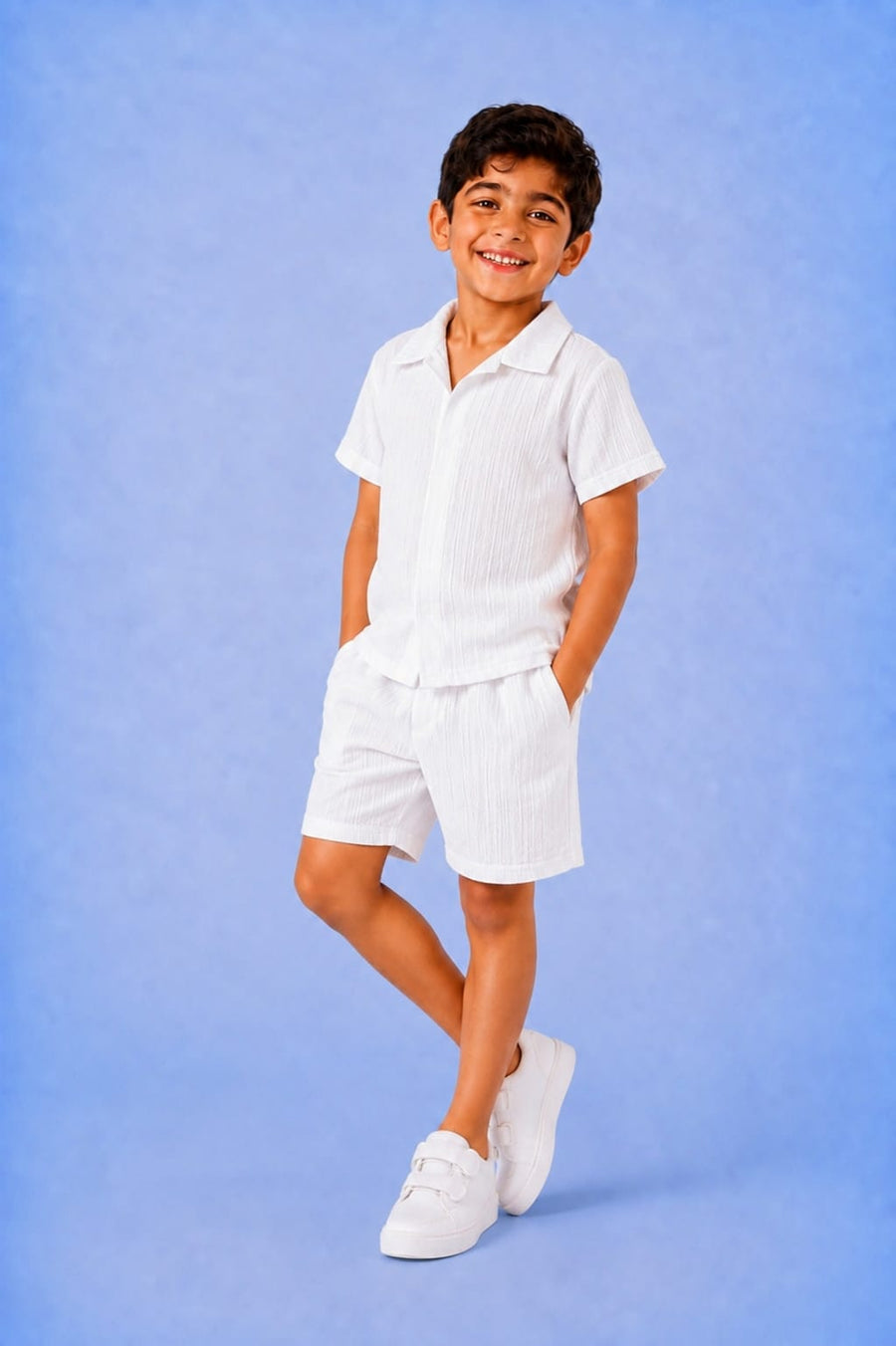 00062 She made her children a T-shirt and shorts