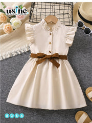 0364 Girls' white dress with a bow