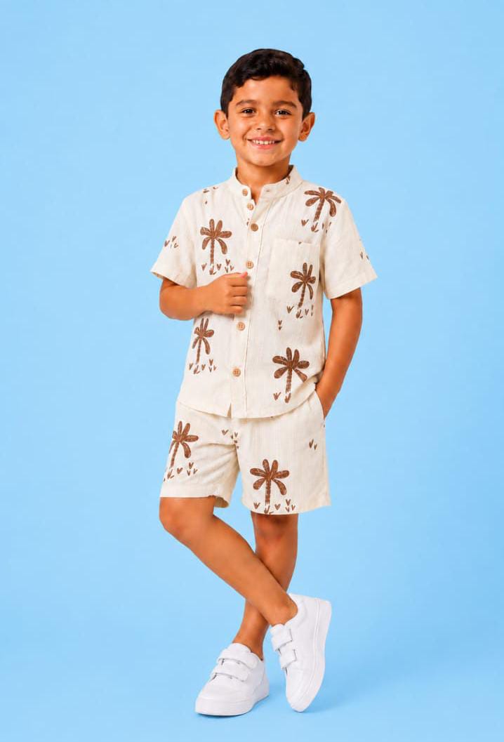00048 Made a shirt and shorts for my kids with a palm tree design