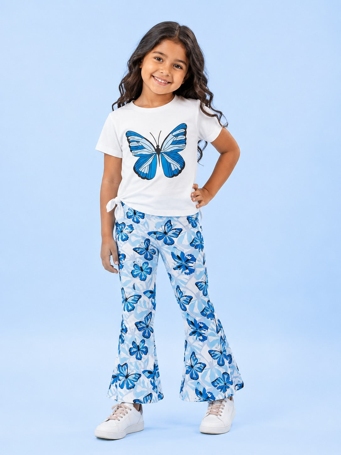 000108 Girls' butterfly t-shirt and Charleston pants set