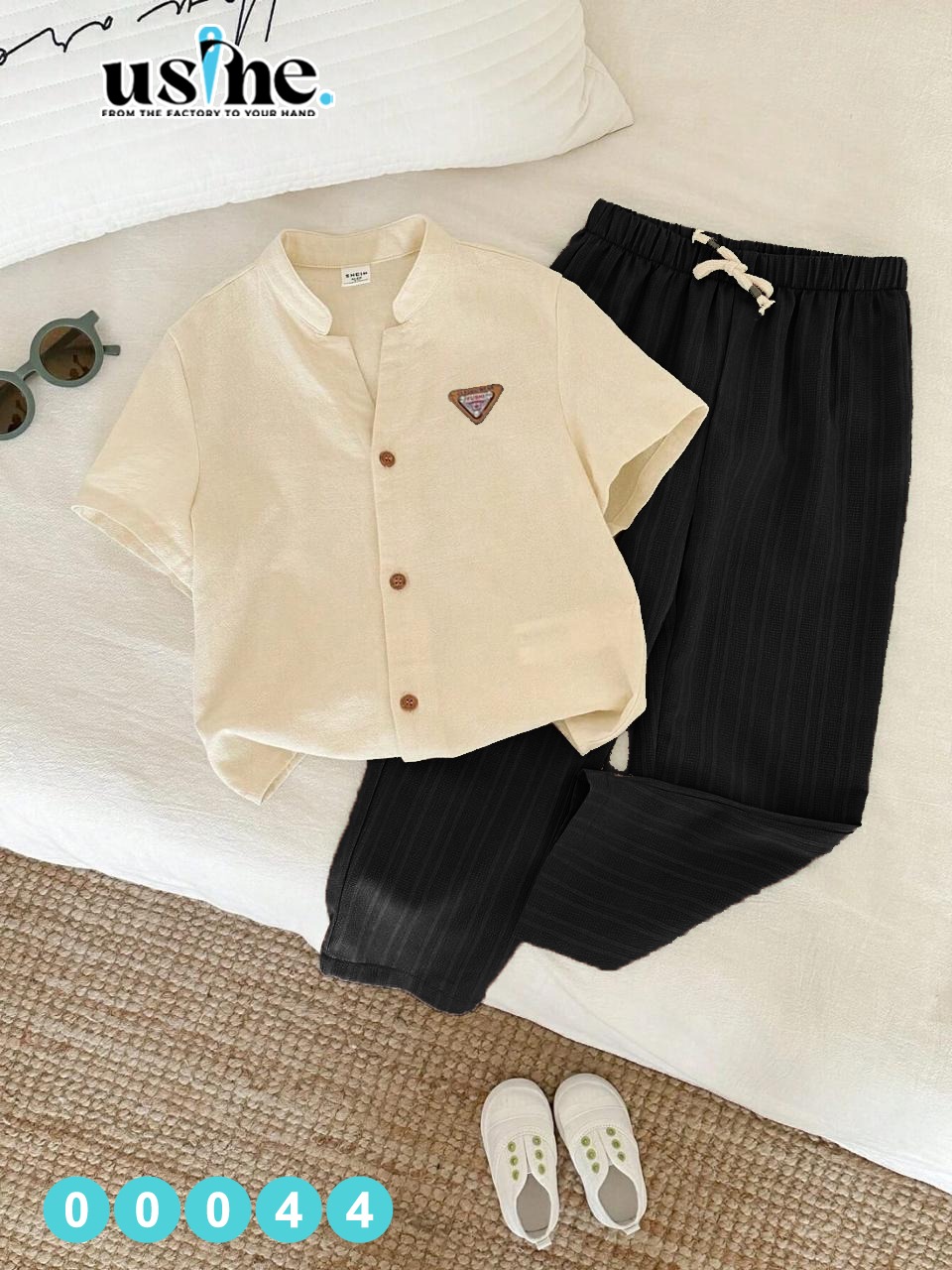 00044 سوت ولادى شميز وبنطلون باستك ابيض