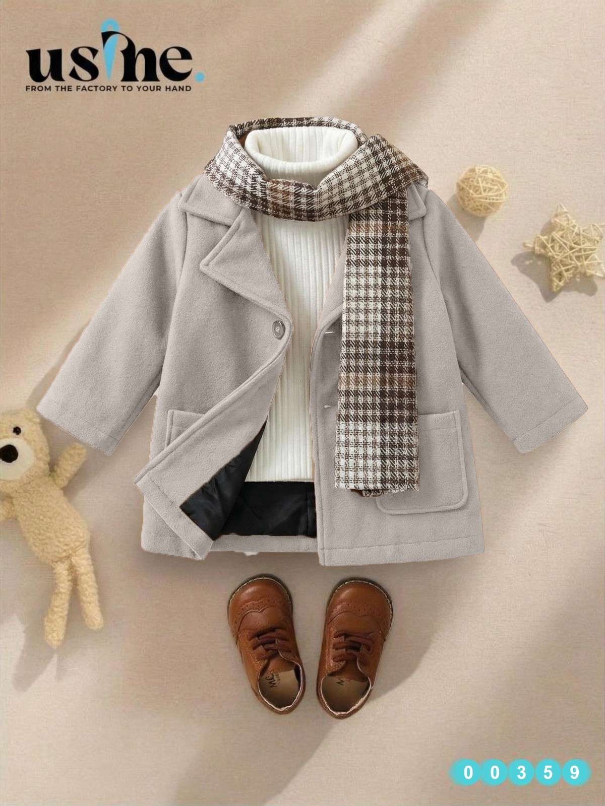 00359 موديل اولادي قطعتين كوت و سكارف