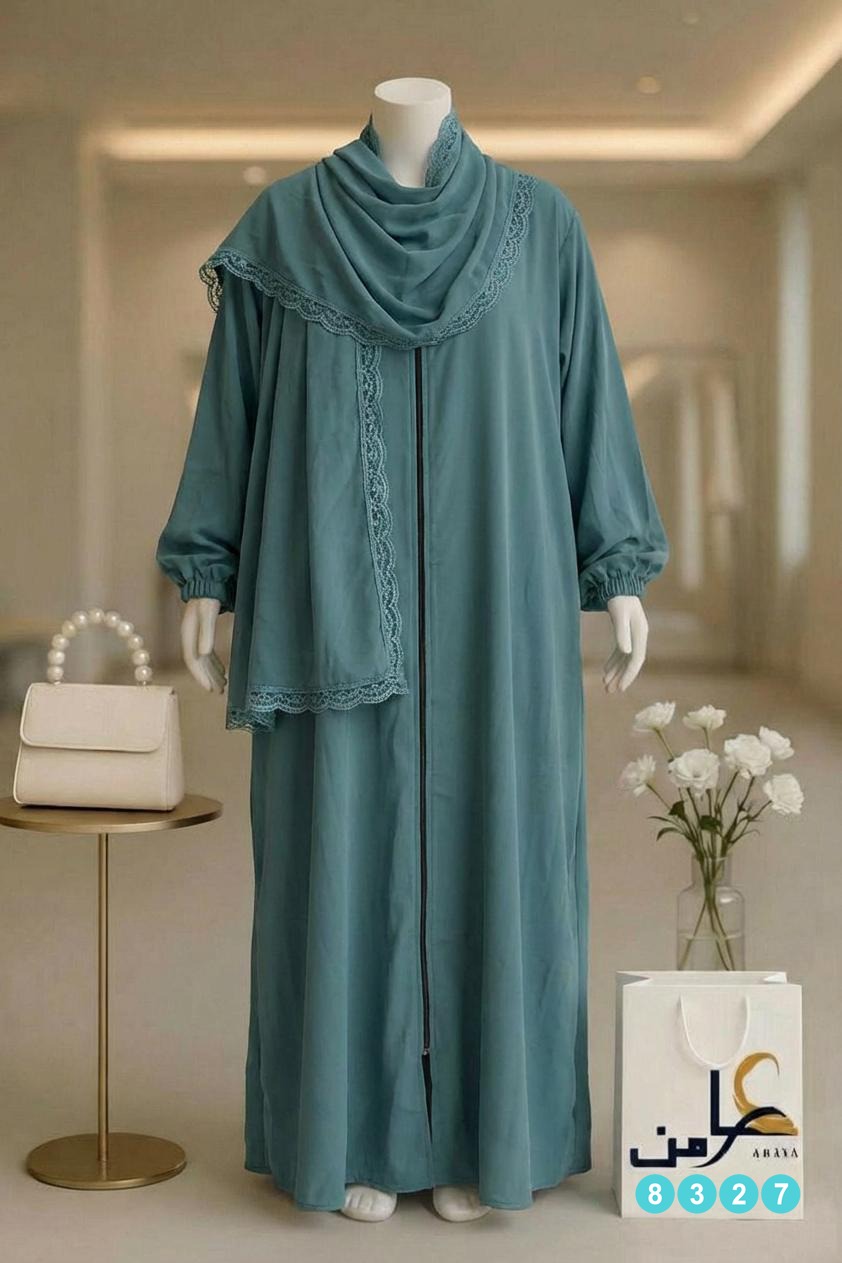 8327 عباية بطرحه دانتيل