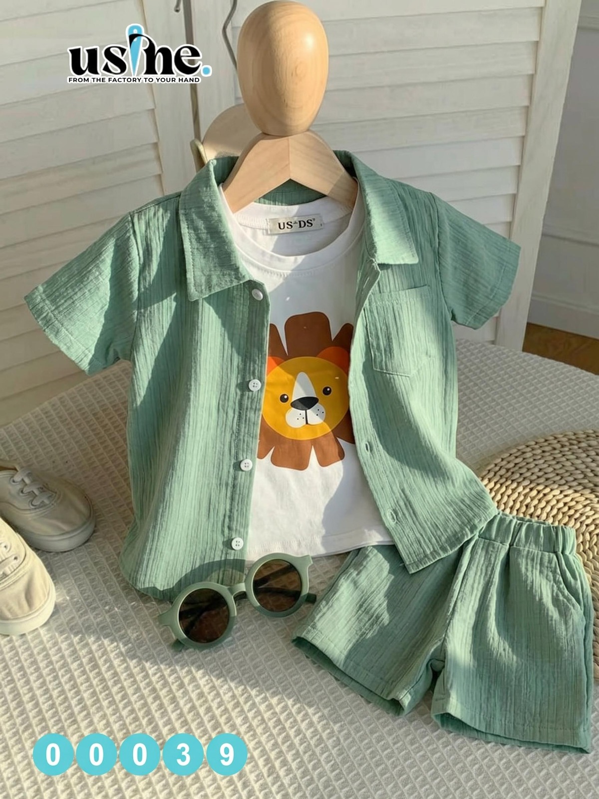 00039 طقم صيفي ولادي 3 قطع اسد