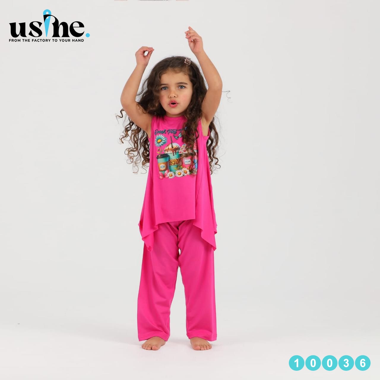 10036بيجامه بناتي فوشيا CUPS