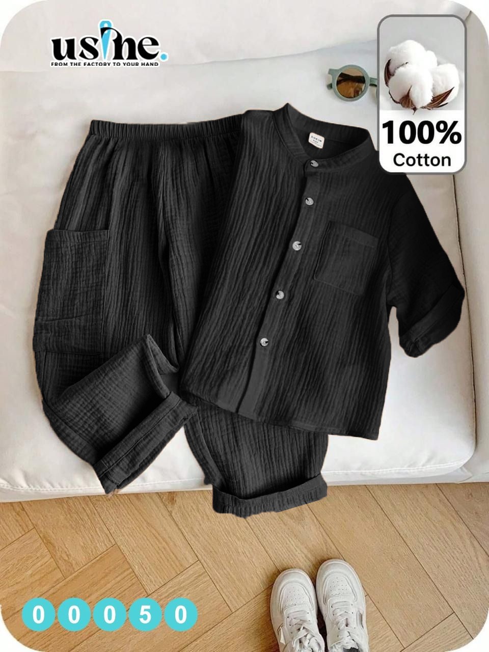 00050 سوت ولادي قطعتين شيميز و بنطلون بجيب