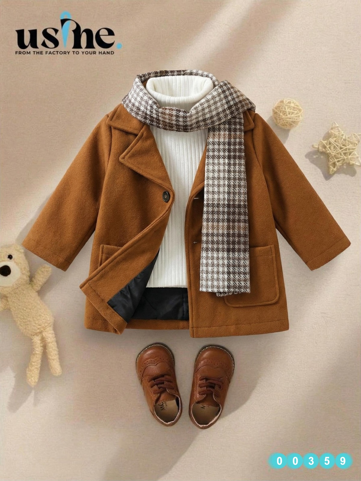 00359 موديل اولادي قطعتين كوت و سكارف