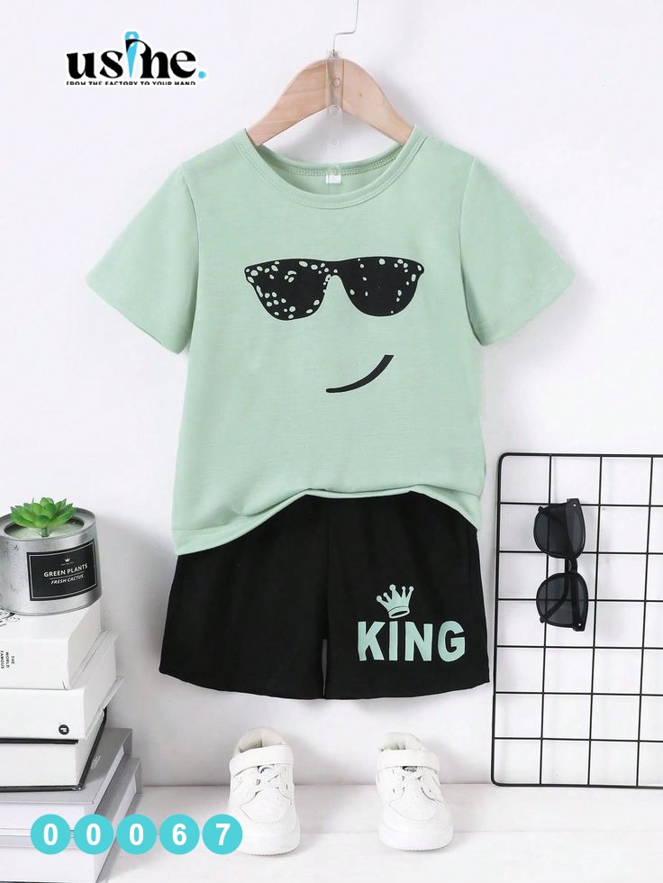 00067 تيشيرت وشورت اولادى صيفى نضاره