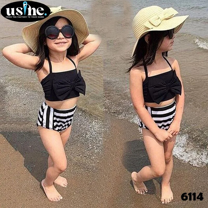 6114 مايوه بناتي مقلم كود