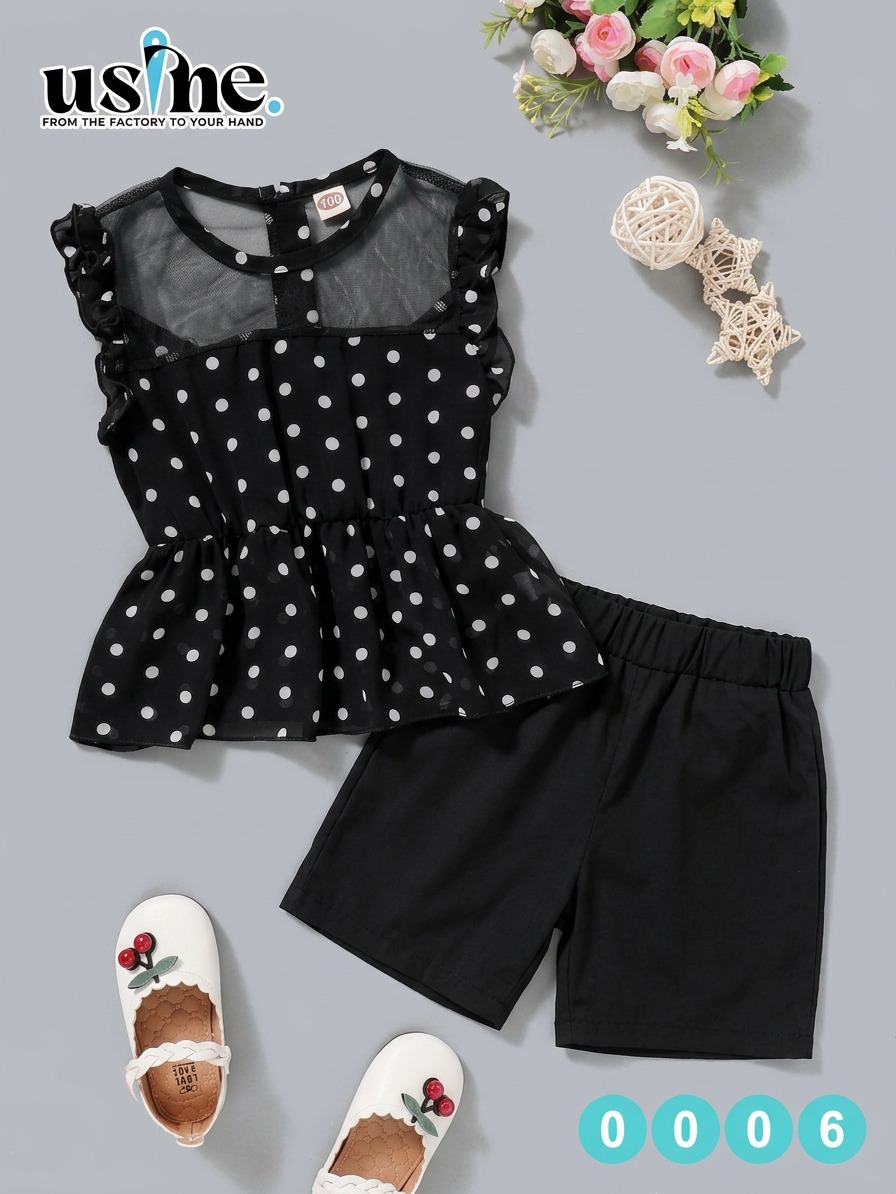 0006 بلوزه منقط و شورت اسود