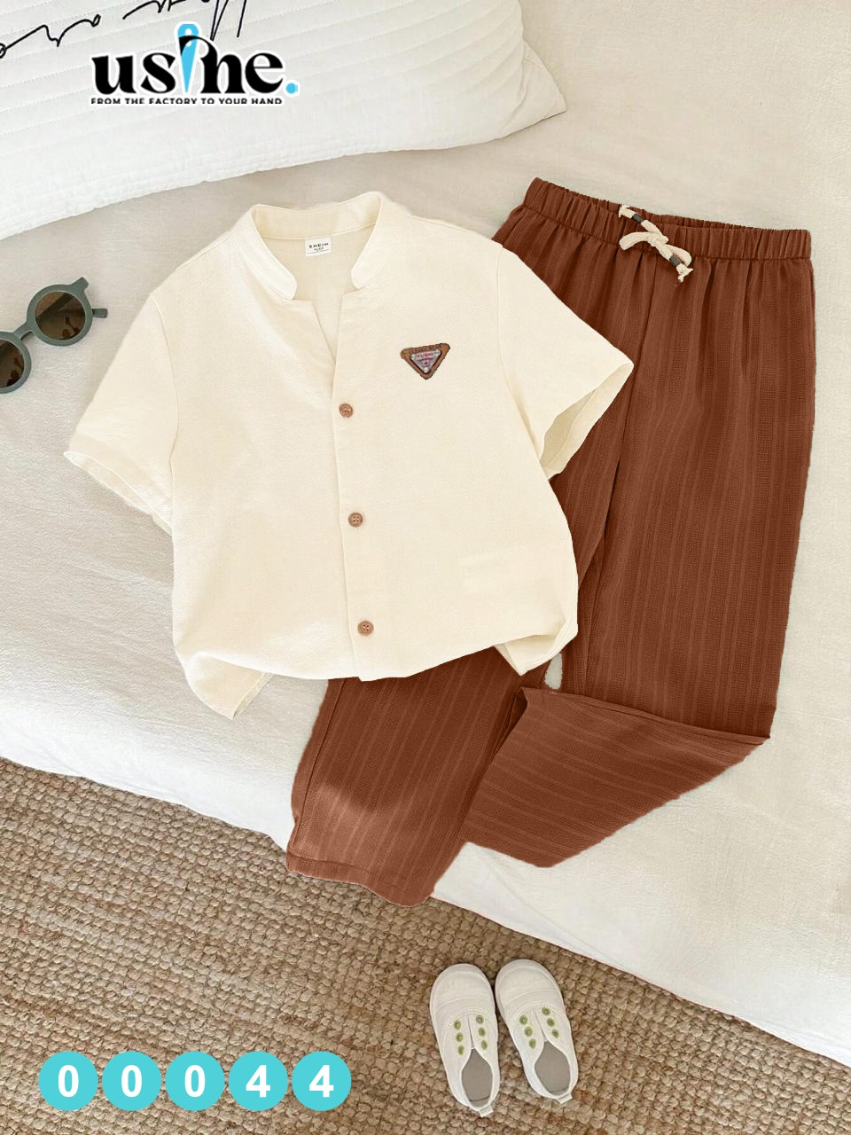 00044 سوت ولادى شميز وبنطلون باستك ابيض