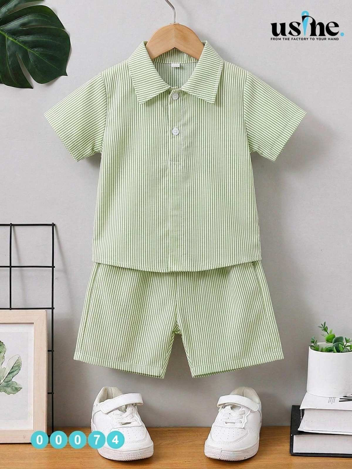 00074 قميص و شورت مقلم