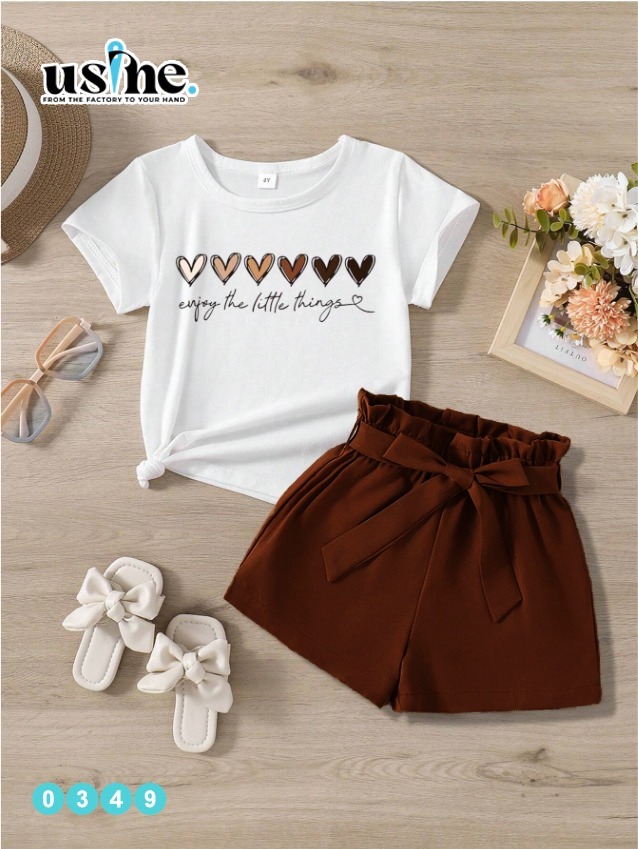 0349 طقم اطفال جيبة وتيشرت Enjoy the little things